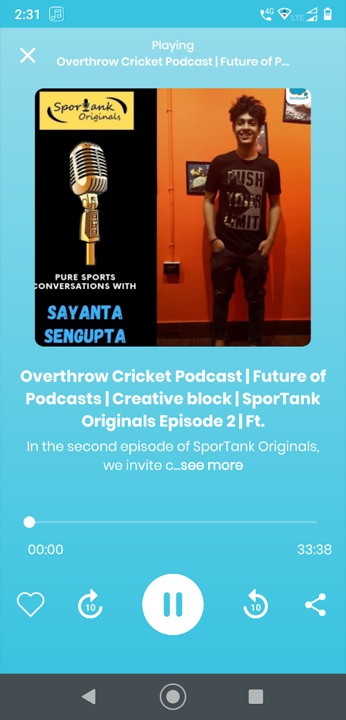 Sochcast app episode player with playback controls